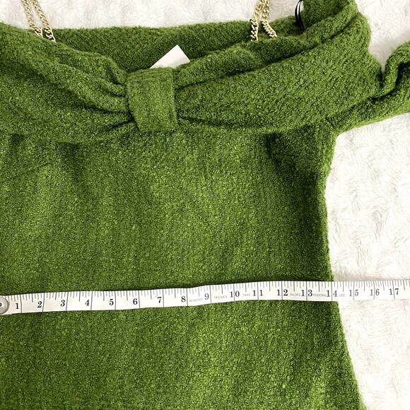NEW Zara Blogger Favorite Moss Green Structured Chain Straps Bow Mini Dress L - Picture 11 of 12